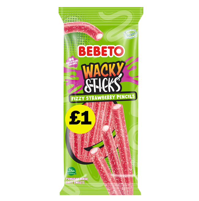 Bebeto Wacky Sticks Fizzy Strawberry Pencils 140g