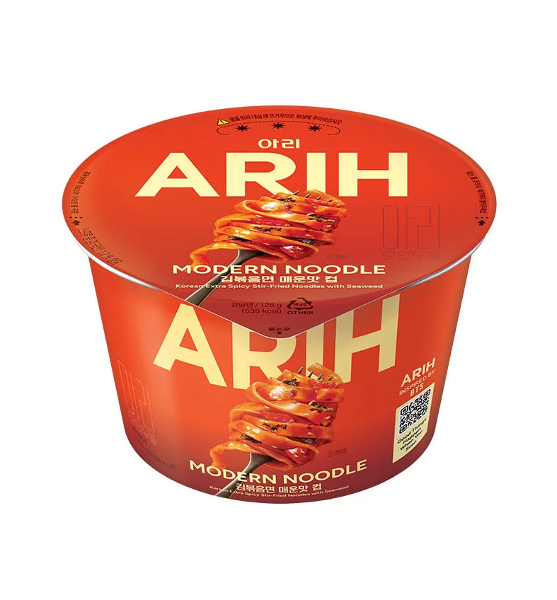 ARIH Modern Noodle Cup K-Extra Spicy Stir-Fried Noodles with Seaweed 129g
